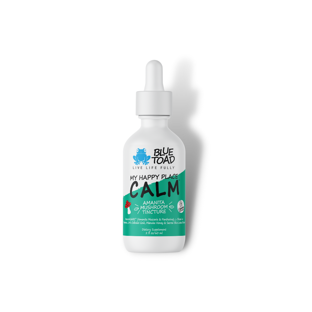 Blue Toad Botanicals Amanita Tincture Bottle CALM w Shadow