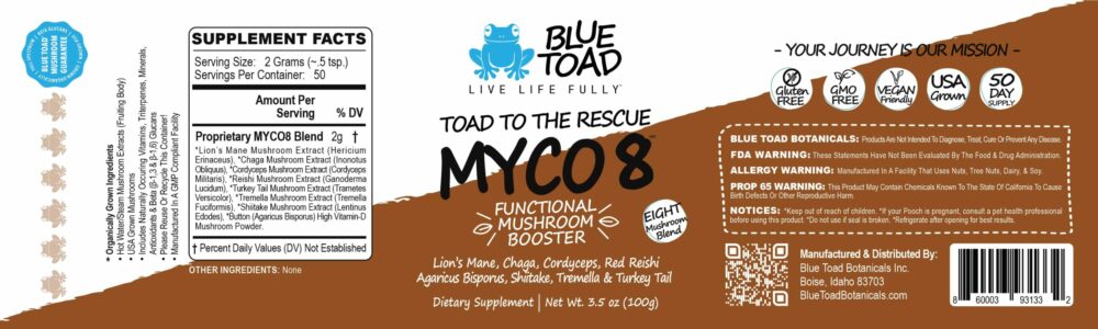 Blue Toad Mushroom Powders Print Labels 2023 MYCO8 scaled