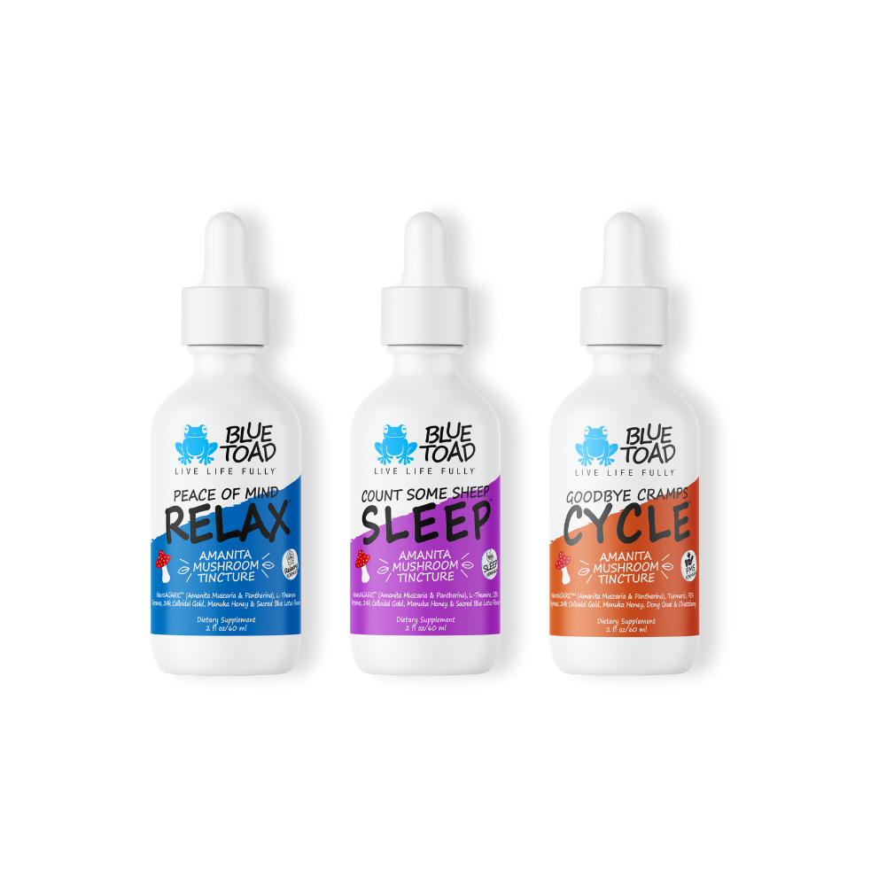 BLUE TOAD 2025 Amanita Tinctures CALM Relax Sleep Cycle